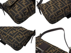 FENDI フェンディ マンマバケット ワンショルダーバッグ 2211-26424-008 ズッカ柄 キャンバス レザー ブラウン シルバー金具 美品 中古 4b007738