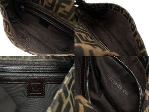 FENDI フェンディ マンマバケット ワンショルダーバッグ 2211-26424-008 ズッカ柄 キャンバス レザー ブラウン シルバー金具 美品 中古 4b007738