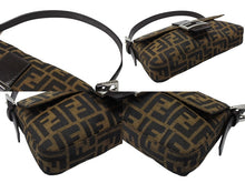 Load image into Gallery viewer, 極美品 FENDI フェンディ マンマバケット ワンショルダーバッグ 26424 ズッカ柄 キャンバス レザー ブラウン シルバー金具 中古 4b007739