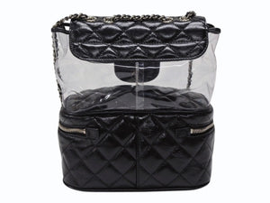 極美品 CHANEL シャネル チェーンショルダーバッグ A57826 25番台 ココマーク キルティング カーフスキン PVC ブラック シルバー金具 中古 4b007743