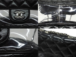 極美品 CHANEL シャネル チェーンショルダーバッグ A57826 25番台 ココマーク キルティング カーフスキン PVC ブラック シルバー金具 中古 4b007743
