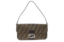 画像をギャラリービューアに読み込む, 極美品 FENDI フェンディ マンマバケット ワンショルダーバッグ キャンバス レザー ブラウン シルバー金具 中古 4b007745