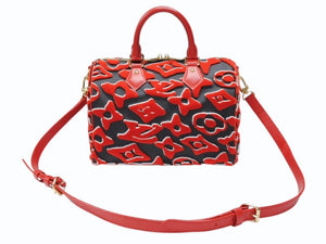 新品同様 LOUIS VUITTON × UF ルイヴィトン × ウルス フィッシャー スピーディバンドリエール25 ハンドバッグ M45552 レッド 中古 4b007749
