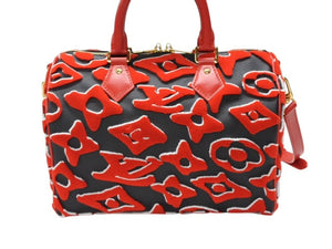 新品同様 LOUIS VUITTON × UF ルイヴィトン × ウルス フィッシャー スピーディバンドリエール25 ハンドバッグ M45552 レッド 中古 4b007749