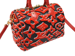 新品同様 LOUIS VUITTON × UF ルイヴィトン × ウルス フィッシャー スピーディバンドリエール25 ハンドバッグ M45552 レッド 中古 4b007749