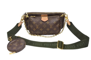 LOUIS VUITTON ルイヴィトン モノグラム ミュルティポシェット アクセソワール カーキ ショルダーバッグ M44813 美品 中古 4b007751