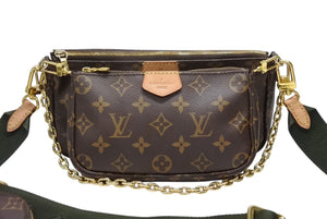 LOUIS VUITTON ルイヴィトン モノグラム ミュルティポシェット アクセソワール カーキ ショルダーバッグ M44813 美品 中古 4b007751
