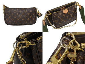 LOUIS VUITTON ルイヴィトン モノグラム ミュルティポシェット アクセソワール カーキ ショルダーバッグ M44813 美品 中古 4b007751