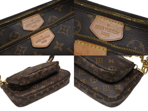 LOUIS VUITTON ルイヴィトン モノグラム ミュルティポシェット アクセソワール カーキ ショルダーバッグ M44813 美品 中古 4b007751