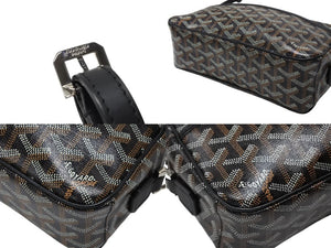 極美品 GOYARD ゴヤール カップヴェールPMバッグ ショルダーバッグ CAPVE2PMLTY01CL01P ブラック PVC レザー シルバー金具 中古 4b007752