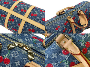 同じく同様 ルイヴィトン ルイヴィトン LV×TM キーポルバンドリエール 45 チェリーデニムモノグラム 村上隆 M13875 中古 4b007753 