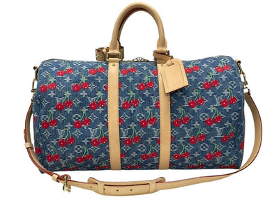 同じく同様 ルイヴィトン ルイヴィトン LV×TM キーポルバンドリエール 45 チェリーデニムモノグラム 村上隆 M13875 中古 4b007753 