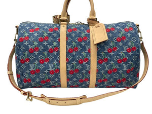 同じく同様 ルイヴィトン ルイヴィトン LV×TM キーポルバンドリエール 45 チェリーデニムモノグラム 村上隆 M13875 中古 4b007753 