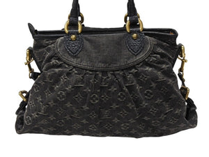 極美品 LOUIS VUITTON ルイヴィトン LV ネオカヴィ MM ハンドバッグ M95351 モノグラム デニム ブラック 2WAY ゴールド金具 中古 4b007754