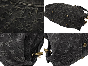 極美品 LOUIS VUITTON ルイヴィトン LV ネオカヴィ MM ハンドバッグ M95351 モノグラム デニム ブラック 2WAY ゴールド金具 中古 4b007754