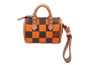新品未使用 LOUIS VUITTON ルイヴィトン ポーチ ダミエ ポップ ミニ スピーディ チャーム R94096 サンプル品 オレンジ 中古 4b007755