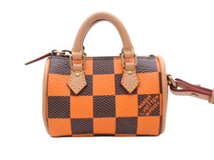 新品未使用 LOUIS VUITTON ルイヴィトン ポーチ ダミエ ポップ ミニ スピーディ チャーム R94096 サンプル品 オレンジ 中古 4b007755