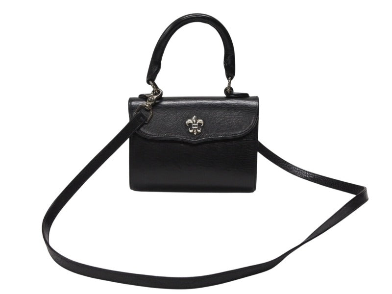 極美品 CHROME HEARTS クロムハーツ ドッグアダムス BSフレア 2WAYバッグ ダガージップ レザー シルバ−925 ブラック 中古 4b007756 