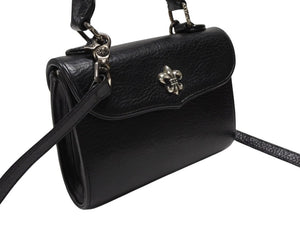 極美品 CHROME HEARTS クロムハーツ ドッグアダムス BSフレア 2WAYバッグ ダガージップ レザー シルバ−925 ブラック 中古 4b007756 