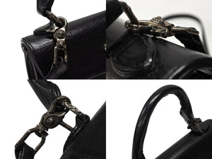 極美品 CHROME HEARTS クロムハーツ ドッグアダムス BSフレア 2WAYバッグ ダガージップ レザー シルバ−925 ブラック 中古 4b007756 