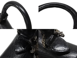 極美品 CHROME HEARTS クロムハーツ ドッグアダムス BSフレア 2WAYバッグ ダガージップ レザー シルバ−925 ブラック 中古 4b007756 
