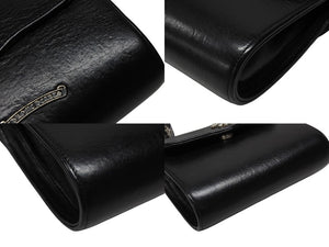 極美品 CHROME HEARTS クロムハーツ ドッグアダムス BSフレア 2WAYバッグ ダガージップ レザー シルバ−925 ブラック 中古 4b007756 
