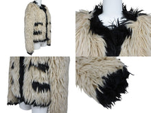 Load image into Gallery viewer, Very good condition CHANEL fur jacket with Coco Mark print, beige and black, size 42, P03723, pre-owned, 4b007757 
