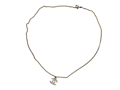 極美品 CHANEL シャネル ラインストーン ココマーク ネックレス 01A刻印 重量6.0g ゴールド金具 中古 4b007759