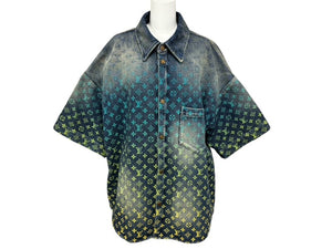 Excellent condition LOUIS VUITTON Rainbow Monogram Denim Shirt RM231 YM4 HOS72X Indigo Multicolor Cotton Size XL Pre-owned 4b007762 