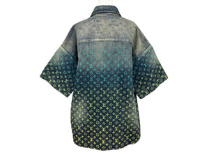 Excellent condition LOUIS VUITTON Rainbow Monogram Denim Shirt RM231 YM4 HOS72X Indigo Multicolor Cotton Size XL Pre-owned 4b007762 