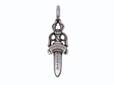 CHROME HEARTS クロムハーツ ダブルダガー ペンダント シルバーネックレストップ シルバー925 21.8g 美品 中古 4b007763