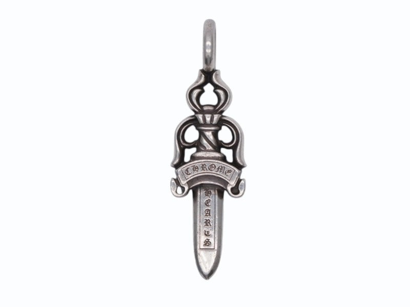 CHROME HEARTS クロムハーツ ダブルダガー ペンダント シルバーネックレストップ シルバー925 21.8g 美品 中古 4b007763