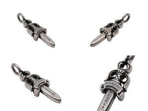 CHROME HEARTS クロムハーツ ダブルダガー ペンダント シルバーネックレストップ シルバー925 21.8g 美品 中古 4b007763