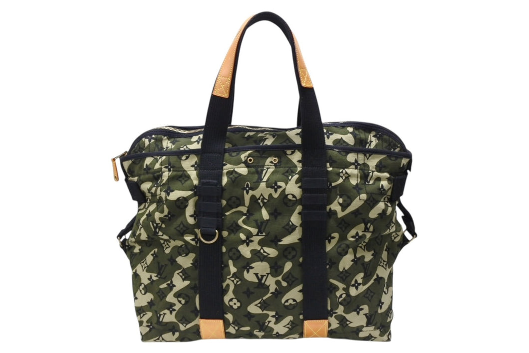 極美品 LOUIS VUITTON ルイヴィトン トレイ モノグラモフラージュ モノグラム トートバッグ 村上隆 限定 迷彩柄 M95783 中古 4b007796