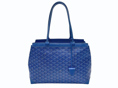 極美品 GOYARD ゴヤール ベルシャスPM トートバッグ ブルー PVC レザー 中古 4b007802