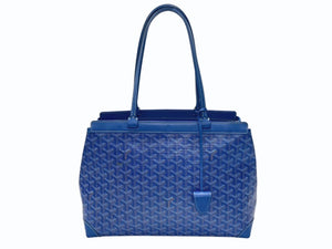 極美品 GOYARD ゴヤール ベルシャスPM トートバッグ ブルー PVC レザー 中古 4b007802