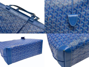 極美品 GOYARD ゴヤール ベルシャスPM トートバッグ ブルー PVC レザー 中古 4b007802