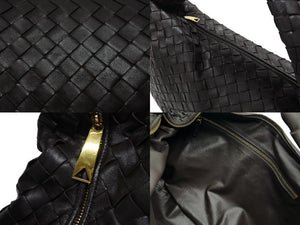 新品同様 BOTTEGAVENETA ボッテガヴェネタ ジョディ ハンドバッグ イントレチャート ラムスキン レザー 76928 YCPPI ブラウン 中古 4b007803