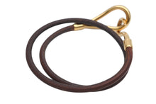 画像をギャラリービューアに読み込む, HERMES エルメス Jumbo H ジャンボチョーカー ネックレス 2連ブレスレット アクセサリー レザー ブラウン ゴールド金具 美品 中古 4b007854