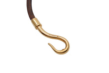 画像をギャラリービューアに読み込む, HERMES エルメス Jumbo H ジャンボチョーカー ネックレス 2連ブレスレット アクセサリー レザー ブラウン ゴールド金具 美品 中古 4b007854