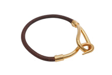 画像をギャラリービューアに読み込む, HERMES エルメス Jumbo H ジャンボブレスレット アクセサリー レザー ブラウン ゴールド金具 美品 中古 4b007855