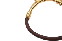 画像をギャラリービューアに読み込む, HERMES エルメス Jumbo H ジャンボブレスレット アクセサリー レザー ブラウン ゴールド金具 美品 中古 4b007855