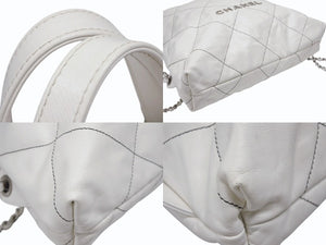 CHANEL シャネル CHANEL22 チェーンショルダーリュック ラージ 2WAY AS3313 ランダム番台 カーフ ココマーク ホワイト 美品 中古 4b007871