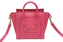 Load image into Gallery viewer, 極美品 CELINE セリーヌ ラゲージ ナノ ショッパーバッグ 2WAYバッグ U-AT-0129 レザー ピンク アンティークゴールド金具 中古 4b007873