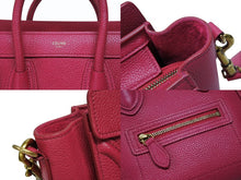 Load image into Gallery viewer, 極美品 CELINE セリーヌ ラゲージ ナノ ショッパーバッグ 2WAYバッグ U-AT-0129 レザー ピンク アンティークゴールド金具 中古 4b007873