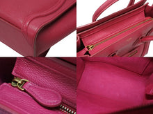 Load image into Gallery viewer, 極美品 CELINE セリーヌ ラゲージ ナノ ショッパーバッグ 2WAYバッグ U-AT-0129 レザー ピンク アンティークゴールド金具 中古 4b007873