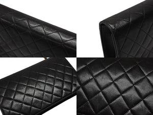 CHANEL シャネル マトラッセ プッシュロック ショルダーバッグ 5番台 ラムスキン ブラック ゴールド金具 美品 中古 4b007875