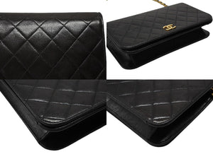 CHANEL シャネル マトラッセ プッシュロック ショルダーバッグ 5番台 ラムスキン ブラック ゴールド金具 美品 中古 4b007875