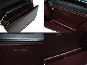 CHANEL シャネル マトラッセ プッシュロック ショルダーバッグ 5番台 ラムスキン ブラック ゴールド金具 美品 中古 4b007875