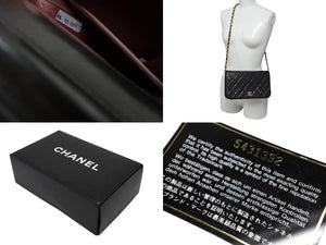 CHANEL シャネル マトラッセ プッシュロック ショルダーバッグ 5番台 ラムスキン ブラック ゴールド金具 美品 中古 4b007875